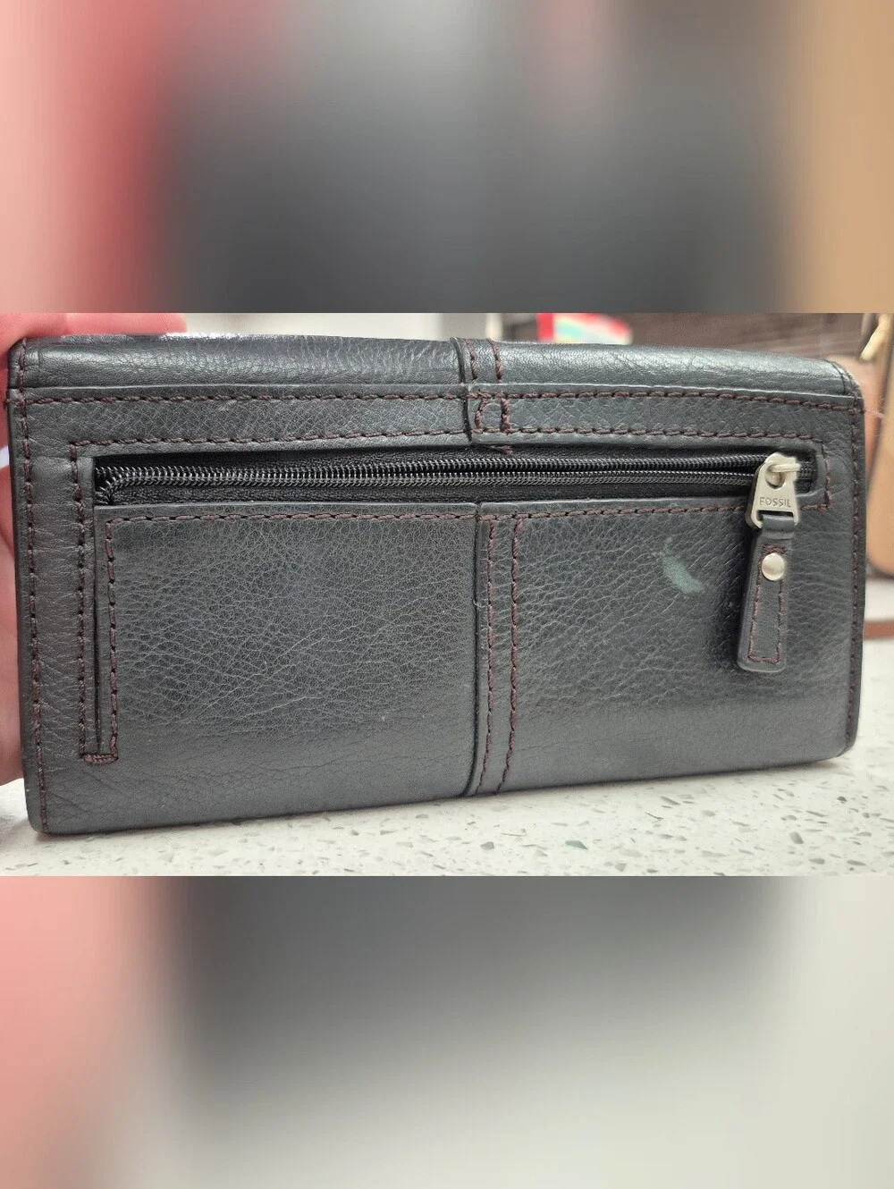 Fossil Black Leather Trifold Wallet